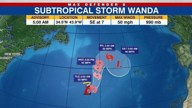 Subtropical Storm Wanda could become a tropical storm this week
